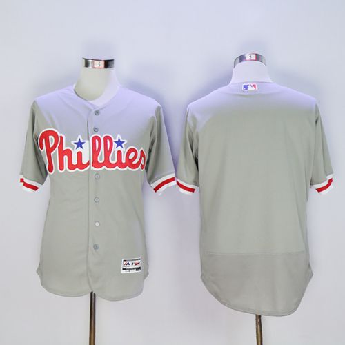 Phillies Blank Grey Flexbase Authentic Collection Stitched MLB Jersey - Click Image to Close
